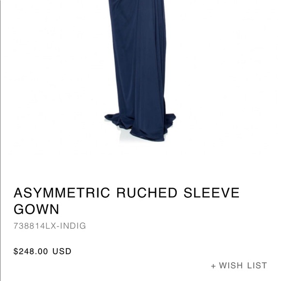 Tadashi Shoji Asymmetrical Ruched Mesh Gown - Picture 3 of 7